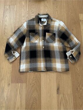 Wax London whiting overshirt shirt xl black yellow check Kotn